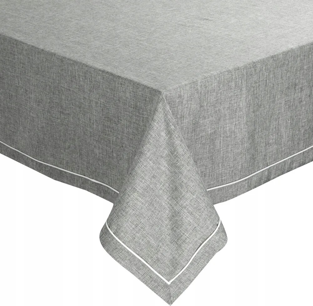 Abrosz dekoratív Megi 140x220 Eurofirany hamuszürke, fehér szegéllyel díszítve