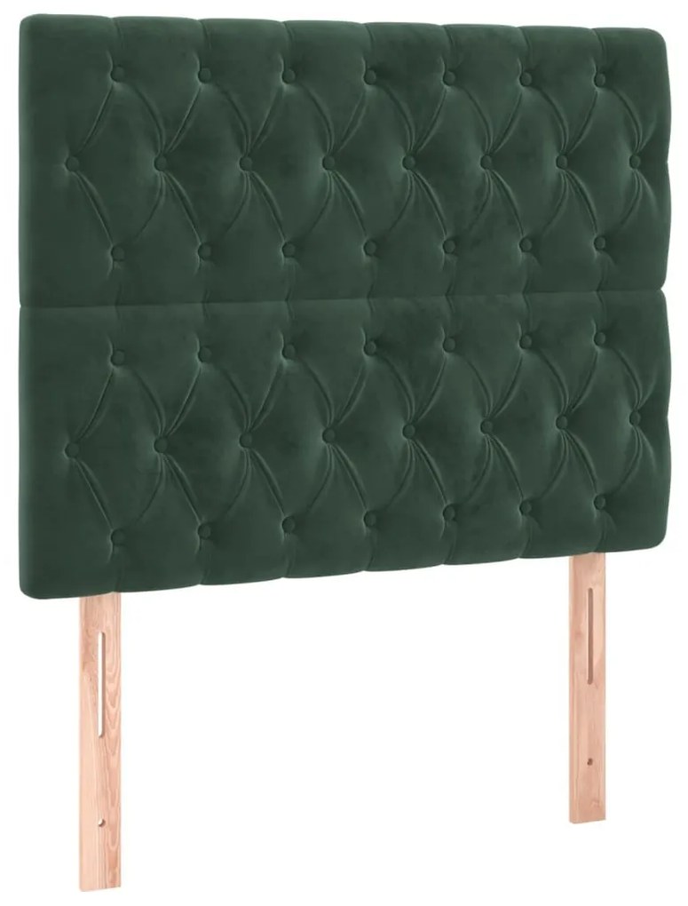 sötétzöld bársony LED-es fejtámla 90x7x118/128 cm