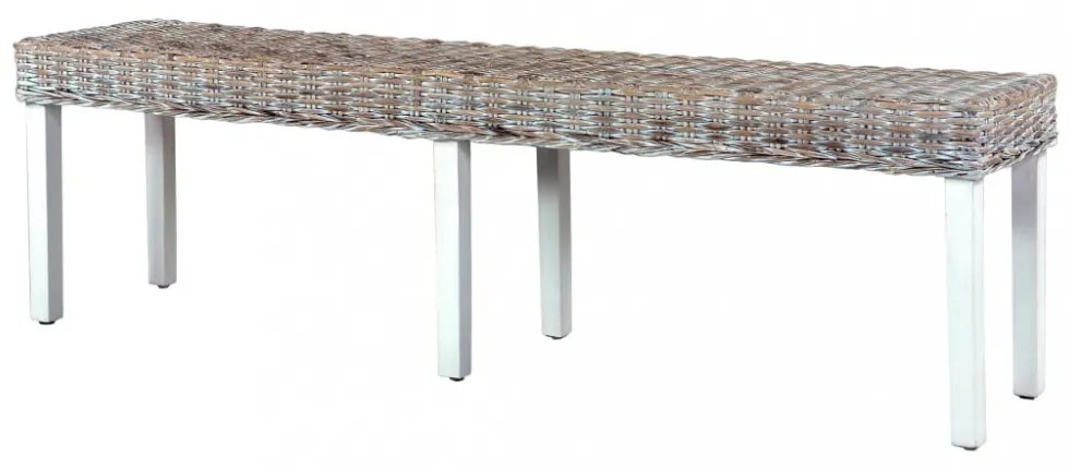 fehér természetes kubu rattan és tömör mangófa pad 160 cm