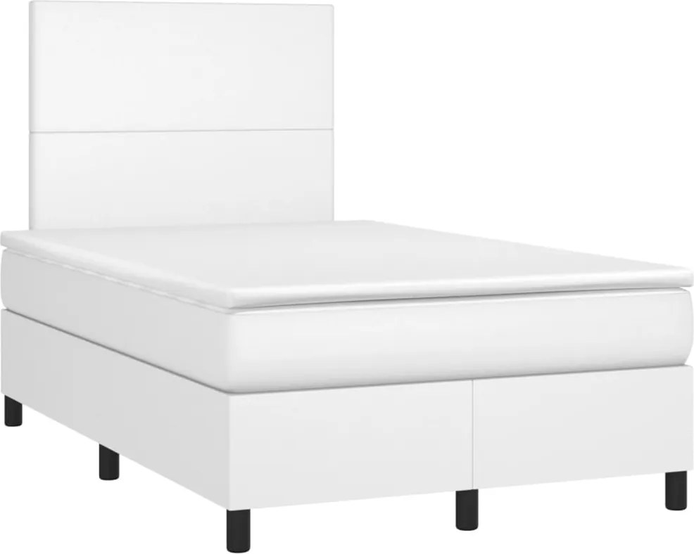 vidaXL fehér műbőr rugós ágy matraccal 120x190 cm