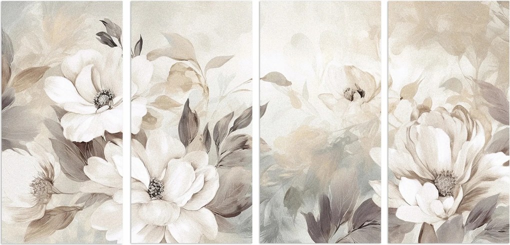 Fali dekoráció a nappaliba Nagy vászonkép Pasztell virágok 60x120