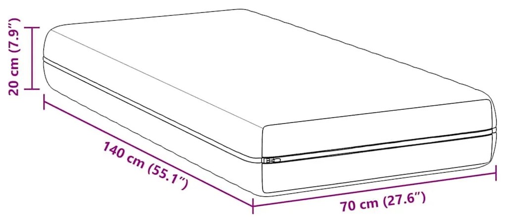 Matrac Fehér 70 x 140 cm Zsebmátrac