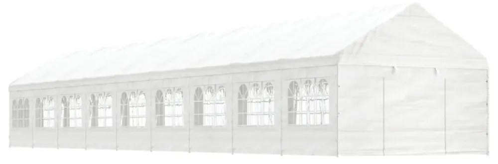 fehér polietilén pavilon tetővel 20,07 x 4,08 x 3,22 m