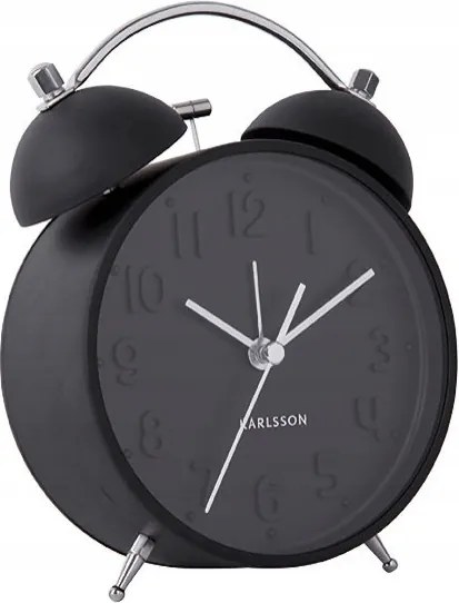 Fekete Kerek Hálószoba Ébresztőóra Karlsson KA5784BK Csendes Mechanizmus