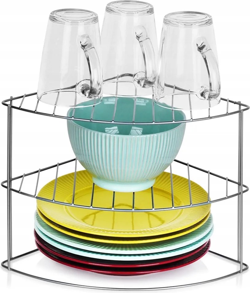 Konyhai Polc Fém Sarokpolc Álló Pultra Szekrényhez Szürke