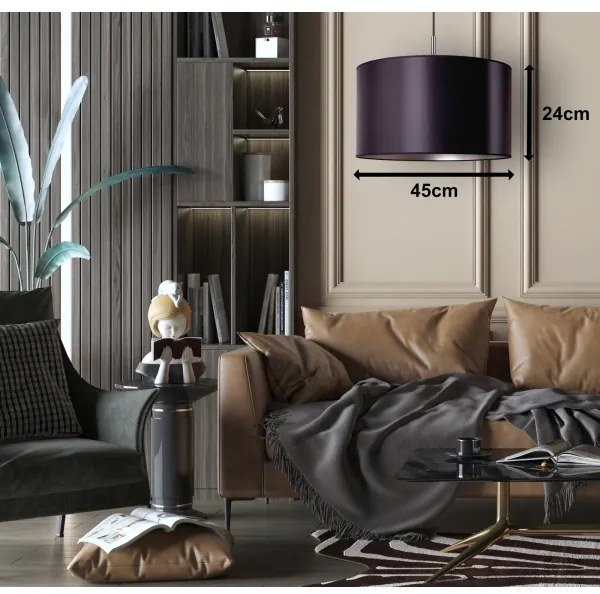 Duolla - Csillár zsinóron CANNES 1xE27/15W/230V á. 45 cm fekete/ezüst