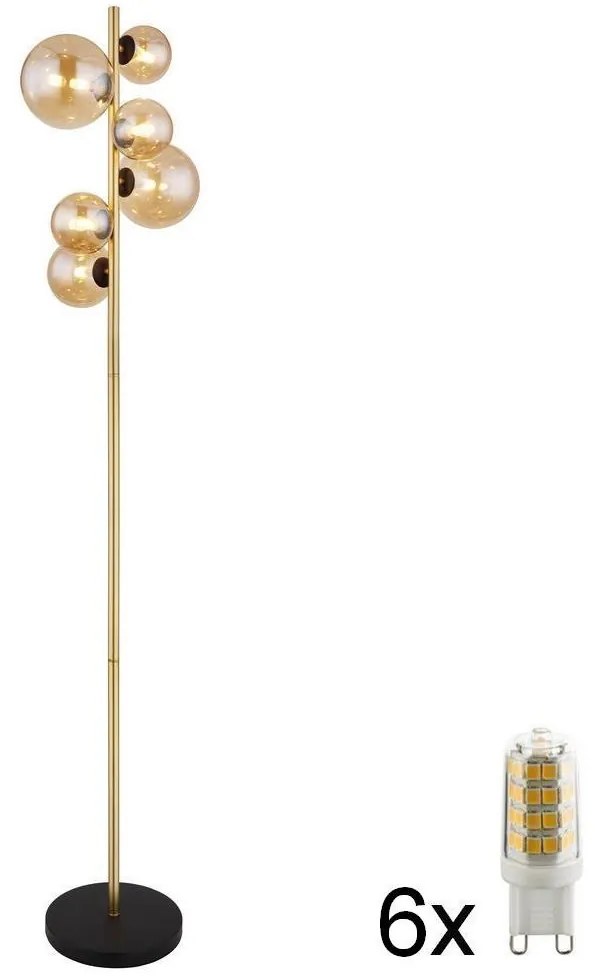 Globo 56135-6S - LED Állólámpa RIHA 6xG9/3W/230V sárgaréz 56135-6S