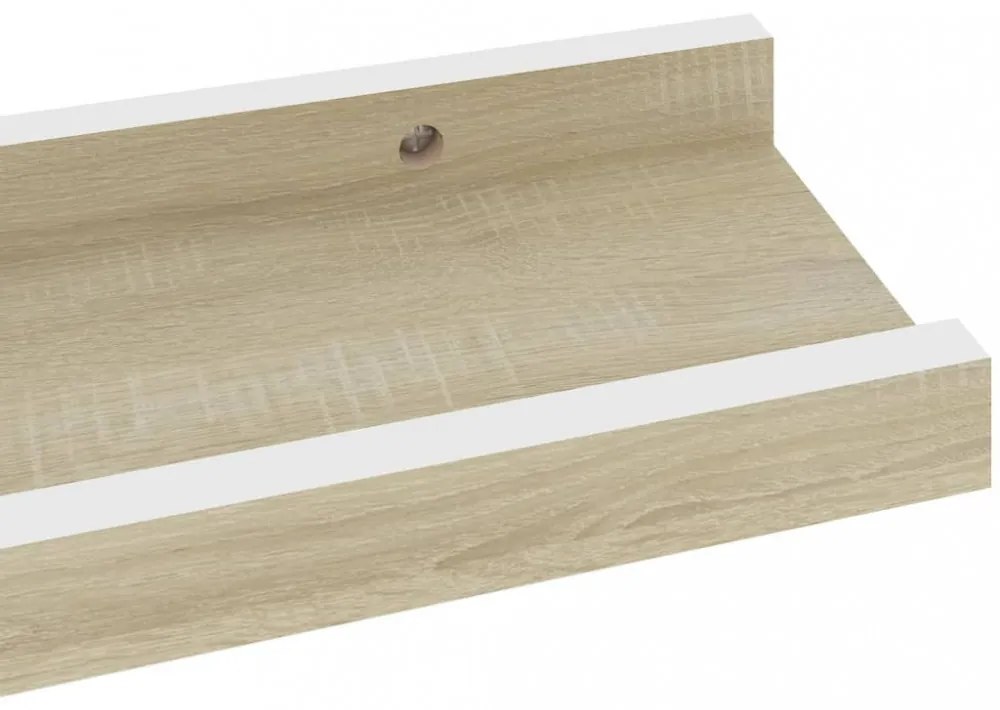 4 db fehér és sonoma tölgy színű fali polc 40 x 9 x 3 cm