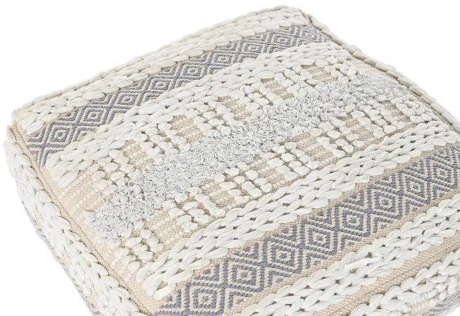 Elegáns csíkos pamut padlópárna 60 × 60 × 25 cm szürke fehér