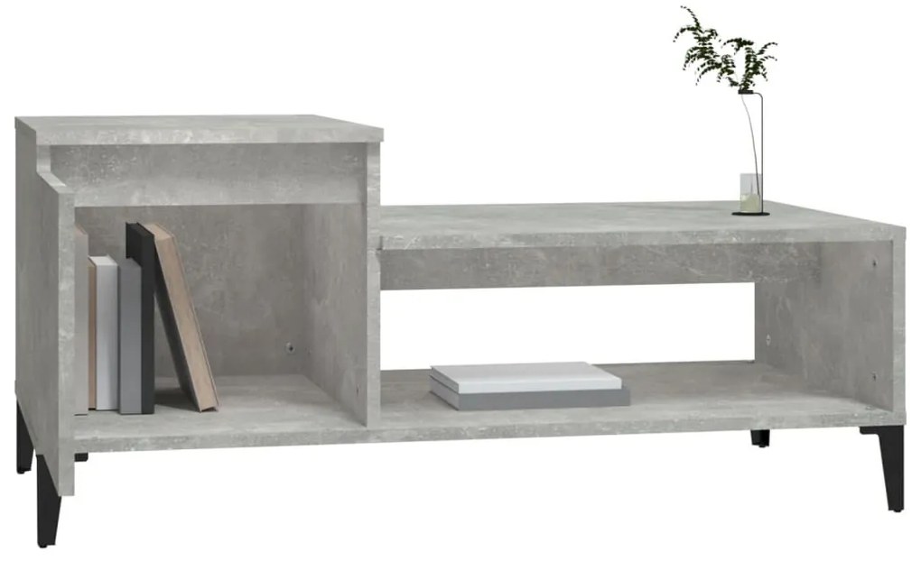 Betonszürke szerelt fa dohányzóasztal 100 x 50 x 45 cm