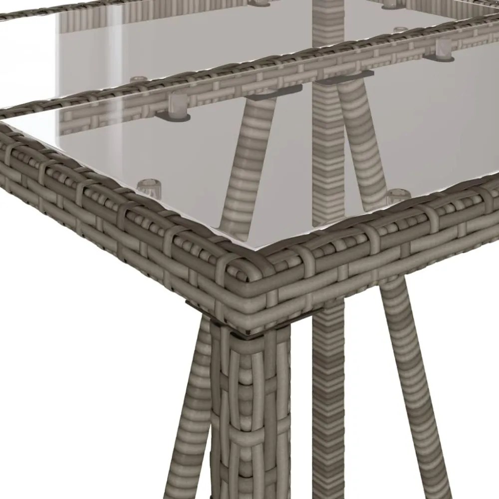 szürke polyrattan kültéri bárasztal 70 x 70 x 110 cm