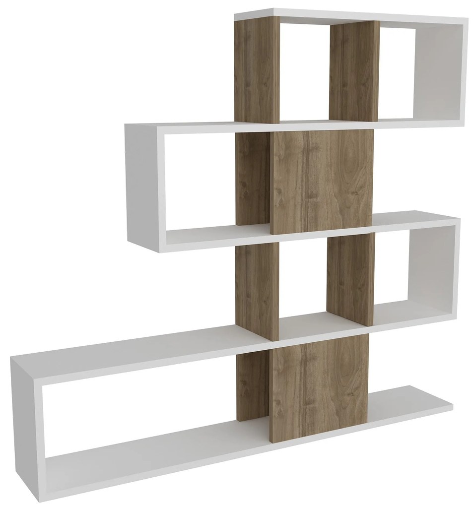 könyvespolc Karlin - White, Walnut