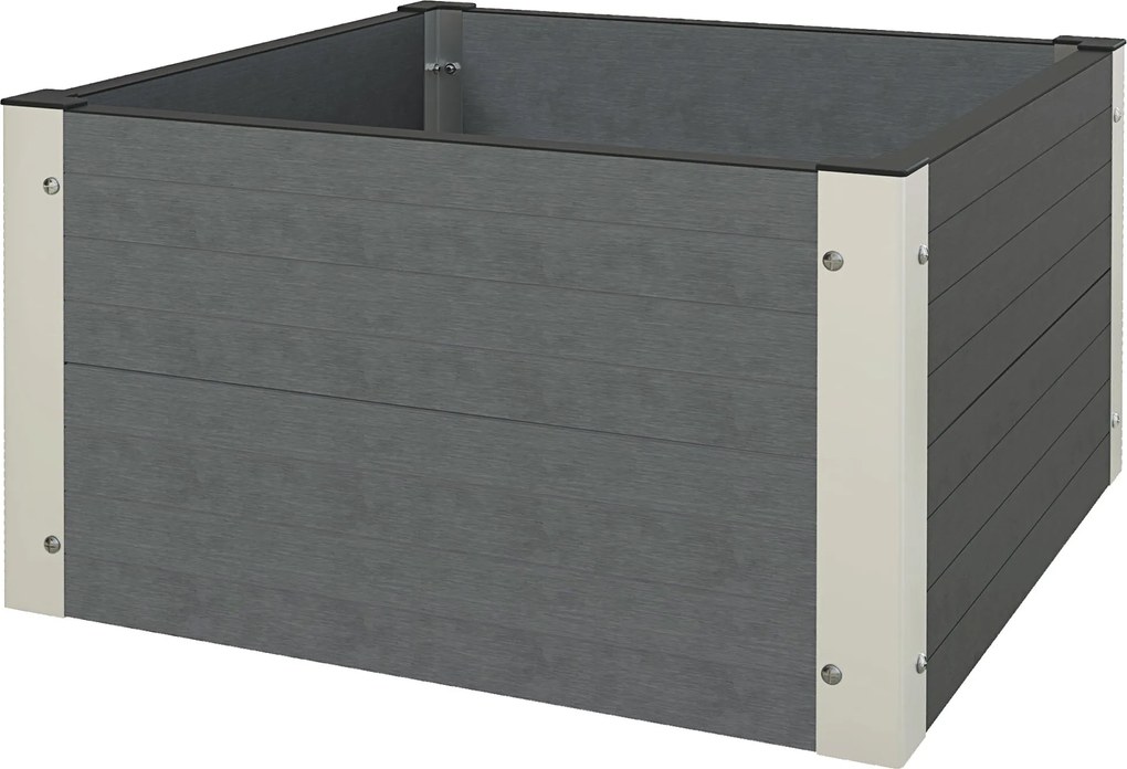 Outsunny Felemelkedett Ágyás, Növényláda, Ültetőláda Nyitott Aljjal, Fűszernövény Ágyás Kerthez, Erkélyhez, Szürke, 60 x 60 x 30 cm | Aosom