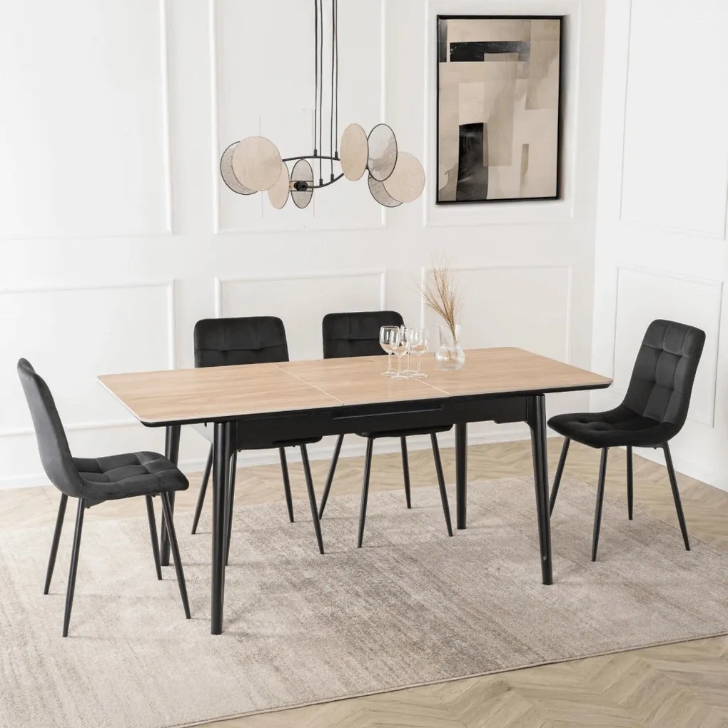 Stół SAMER Rozkładany Ceramiczny 120-160 cm Dąb/Czarny