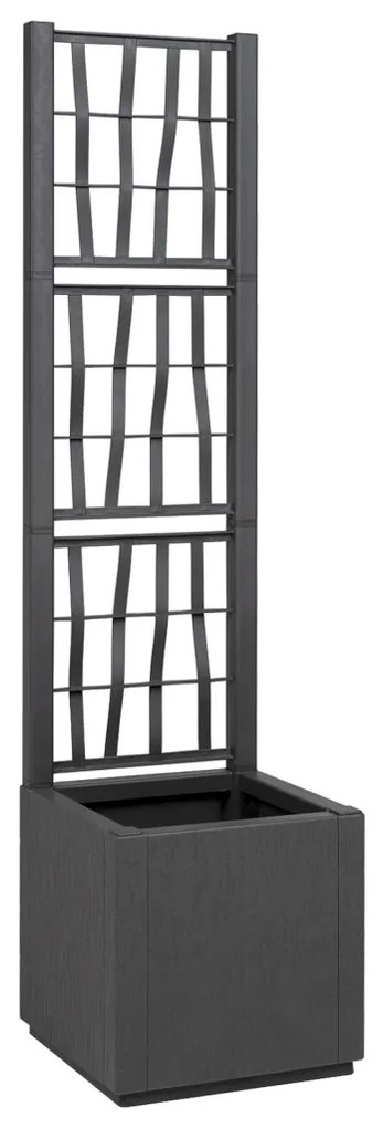 Sötétszürke Kerti Cserép Trellis-szel - 36x36x140 cm