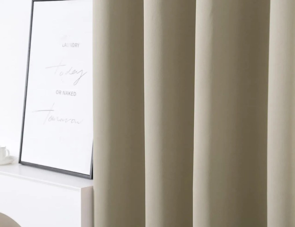 Függöny OXFORD 140x250 cm, világos bézs Felfüggesztés: Hullámos sínszalag