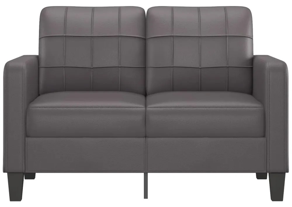 2 személyes szürke műbőr kanapé 120 cm