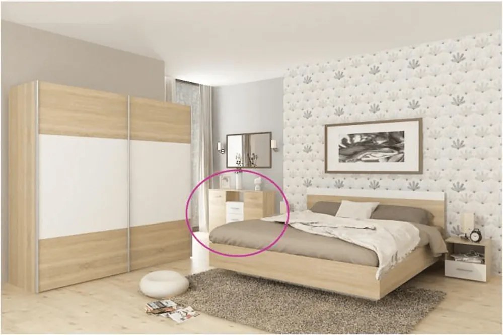 Komód, tölgy sonoma/fehér, GABRIELA