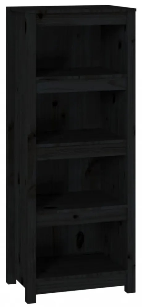 fekete tömör fenyőfa könyvszekrény 50x35x125,5 cm