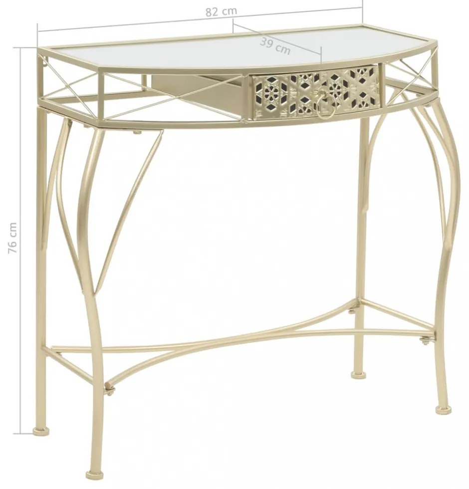 francia stílusú aranyszínű fém kisasztal 82 x 39 x 76 cm