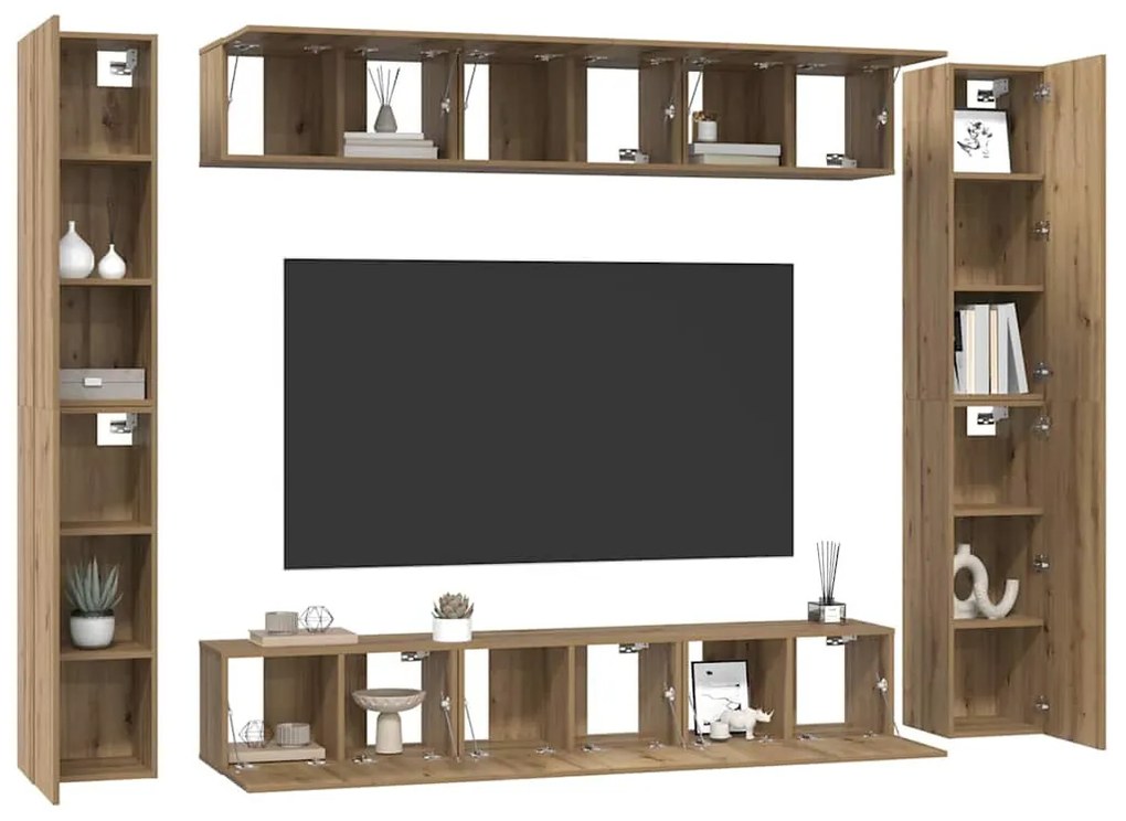 TV szekrény garnitúra 10 pcs kézműves tölgy 30.5 x 30 x 90 cm