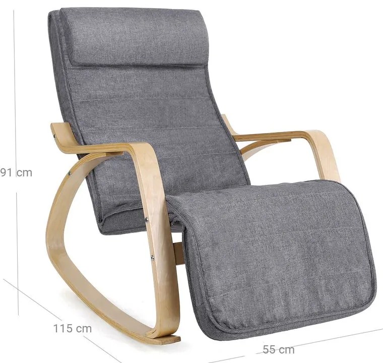 SWING hintaszék, teherbírás 150kg, 67x115x91cm, szürke SongmicsHome