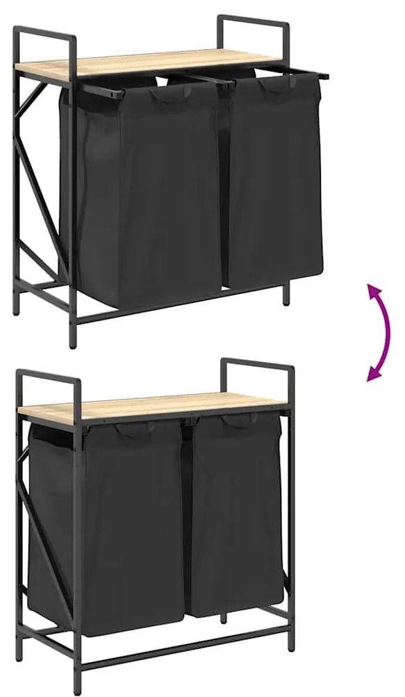 sonoma tölgy mosodai kosár 2 rekeszes polccal