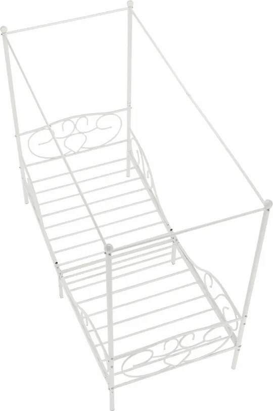 Fém ágyégbolttal, fehér, 90x200, ADELISA