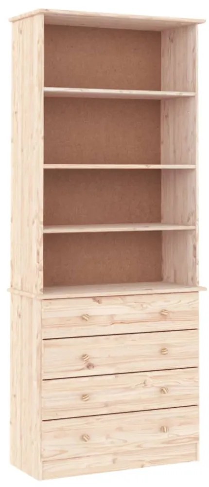 ALTA tömör fenyőfa fiókos könyvszekrény 77x35x186,5 cm