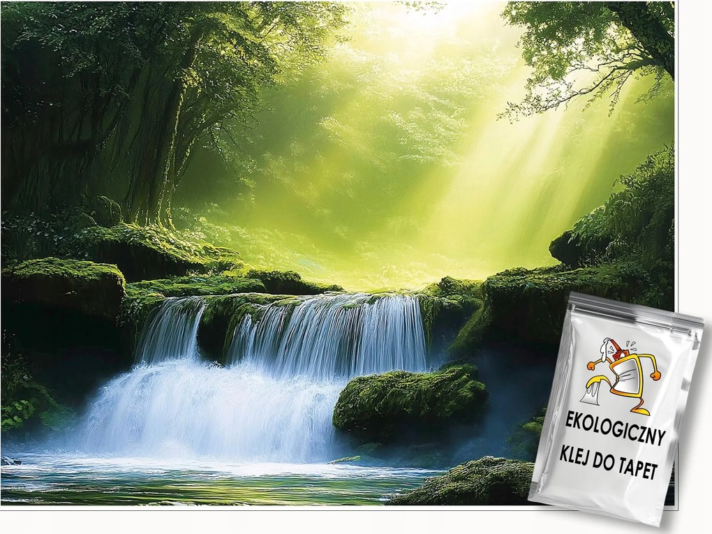 Fotótapéta Vízesés 3D Erdő Tájkép Falra Hálószoba Nappali 150x105