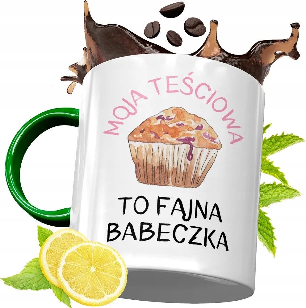 Zöld Bögre Anyósnak Születésnapi Ajándéknak, fényképes nyomattal