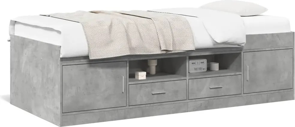 vidaXL betonszürke kanapéágy fiókkal matrac nélkül 100x200 cm