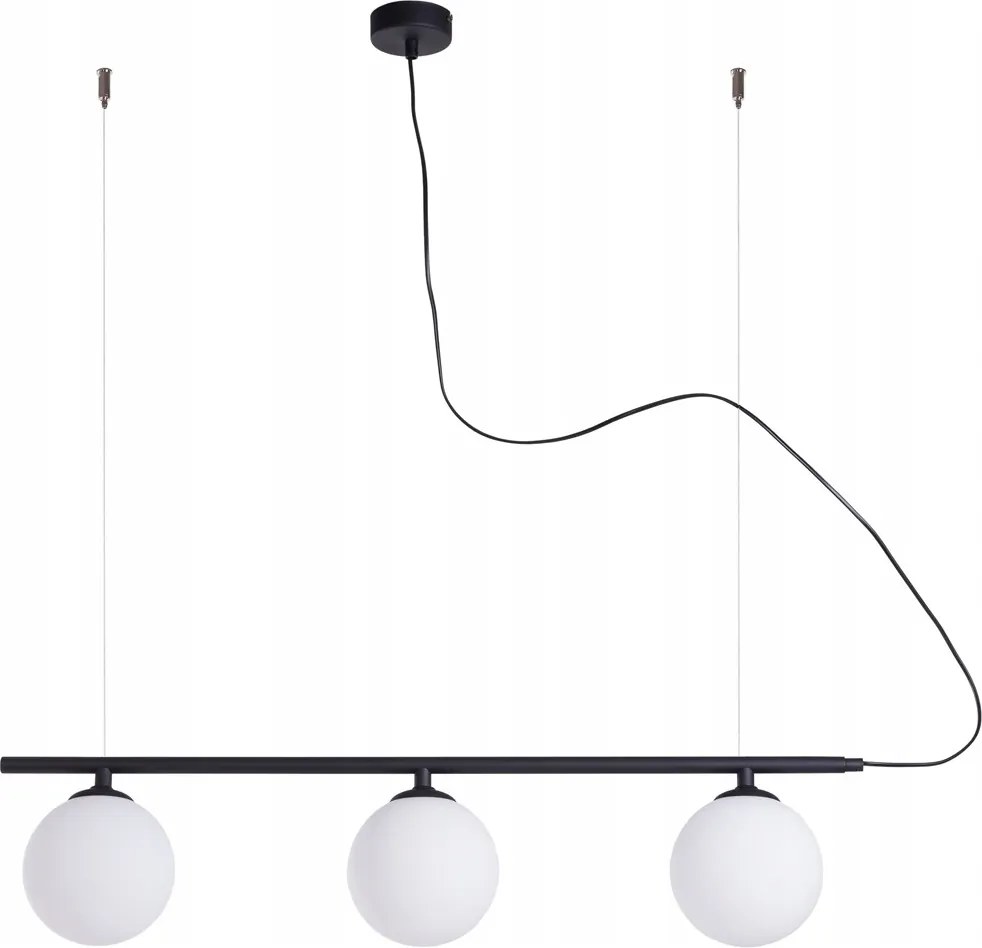 Függő mennyezeti lámpa nappaliba, étkezőbe fekete Beryl Glass 3 XX