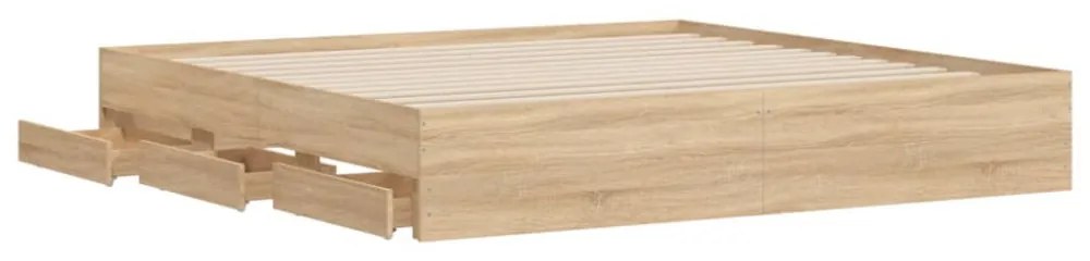 sonoma tölgyszínű szerelt fa ágykeret 200 x 200 cm