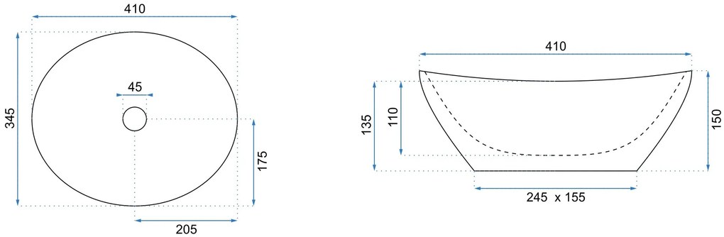 Rea Sofia, Munkalapos mosdó 41x34,5 cm, fekete-arany él, REA-U3695