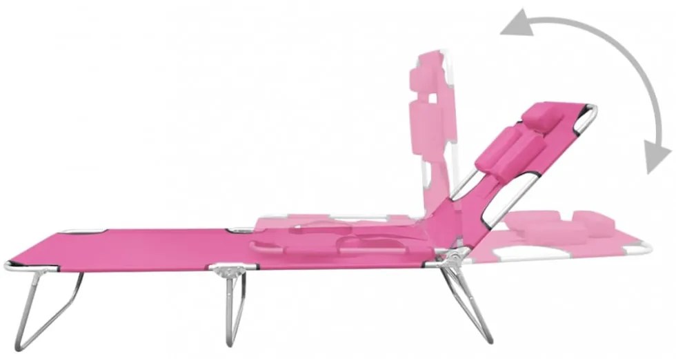 magenta színű acél összecsukható napozóágy fejpárnával