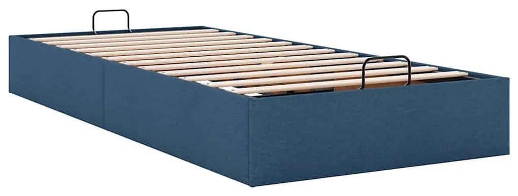 Ottomán ágykeret matrac nélkül kék 100x200 cm anyagból