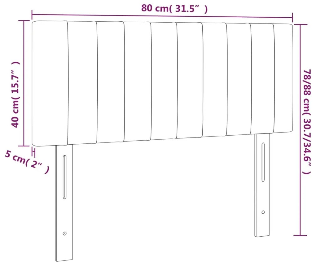 sötétszürke szövet LED-es fejtámla 80 x 5 x 78/88 cm