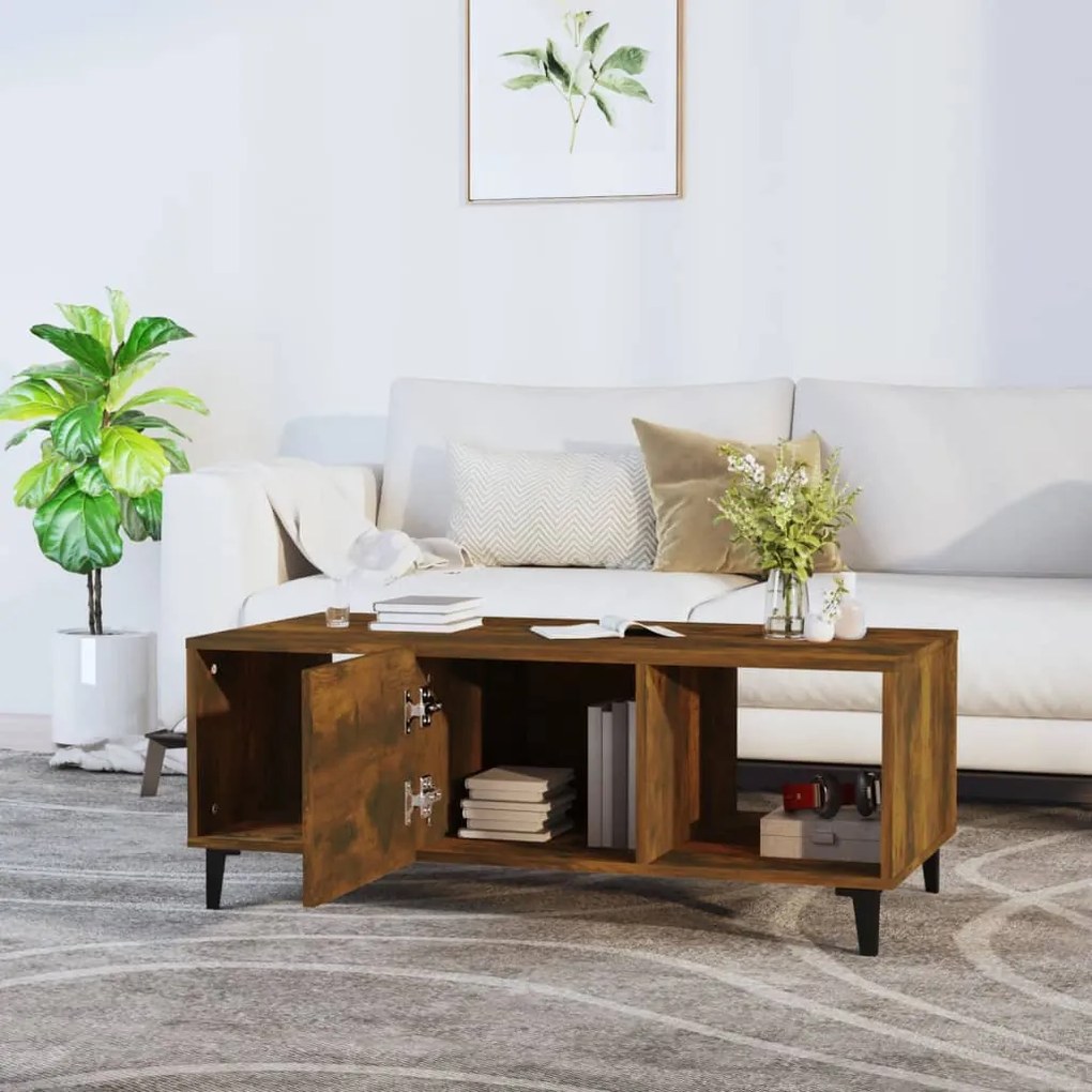 Füstös tölgy színű szerelt fa dohányzóasztal 102 x 50 x 40 cm