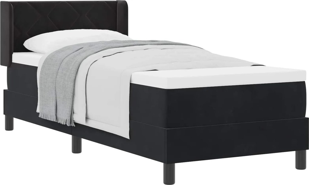 vidaXL Boxrugós ágy matracmal Fekete 200 x 80 cm Poliészter
