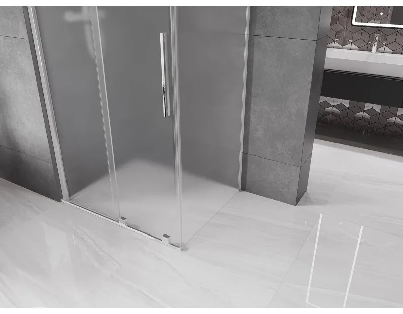 Mexen Velar, tolóajtós zuhanykabin 130 x 85 cm, 8 mm-es matt üveg, króm, 871-130-085-31-01