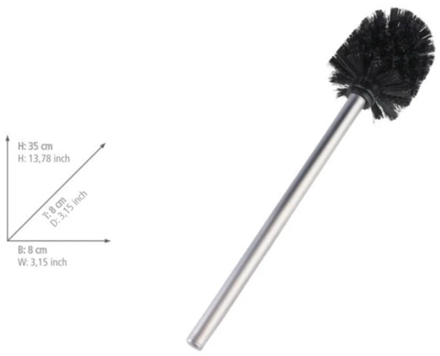 Matt Stainless WC-kefe, ø 8 x 35 cm - Wenko