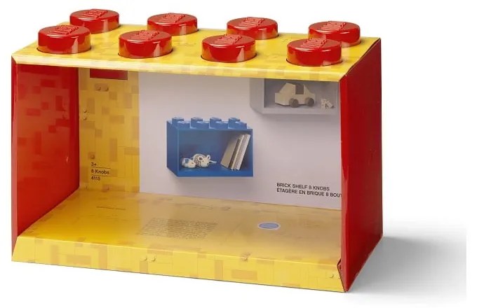 Brick 8 gyerek piros fali polc - LEGO®