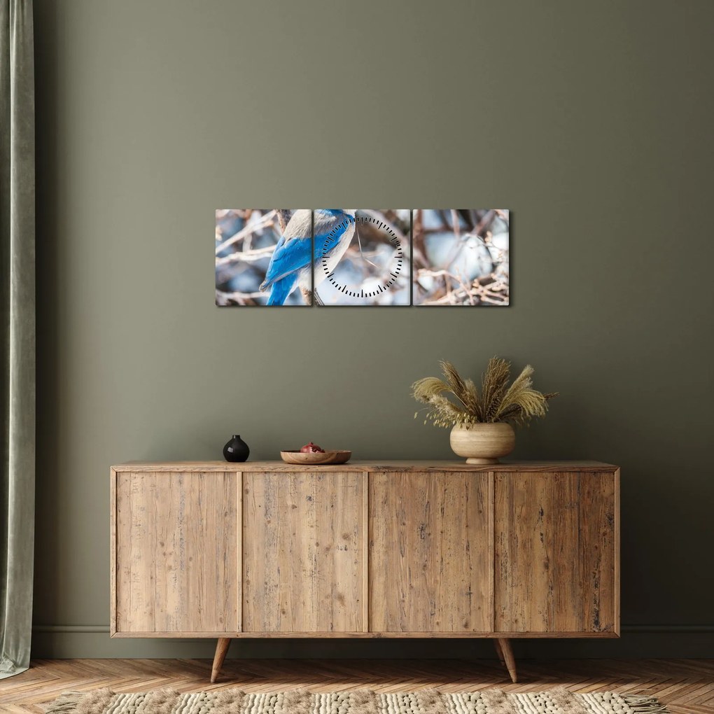 Kép - Téli madár (órával) (90x30 cm)