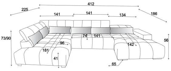 Sarokkanapé fejtámlával U alakban TROPEA balos bézs