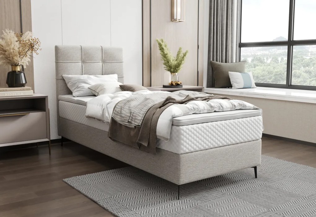 ILANO comfort kárpitozott boxspring ágy, 90x200, aragon 39, jobb