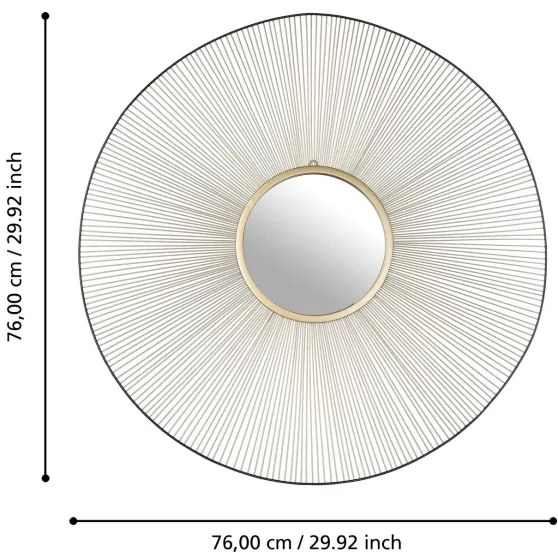 Eglo 425033 - ESASHI fali tükör, 76 cm átmérő, arany/fekete
