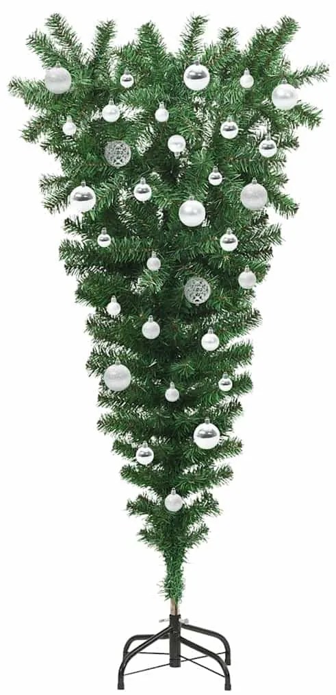 Fejlődés lefelé álló műfenyő világítással és gömbökkel 150 cm