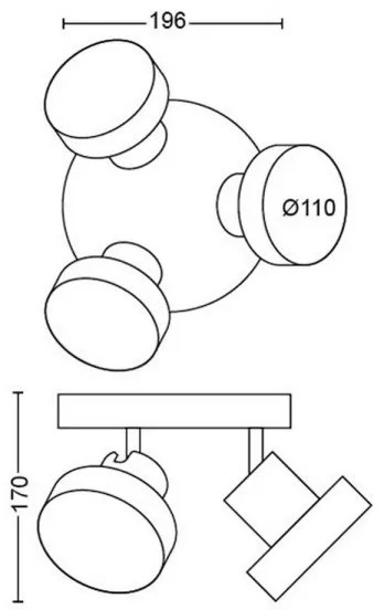 Philips 50603/31/P0 - LED Spotlámpa BUKKO 3xLED/4,5W/230V