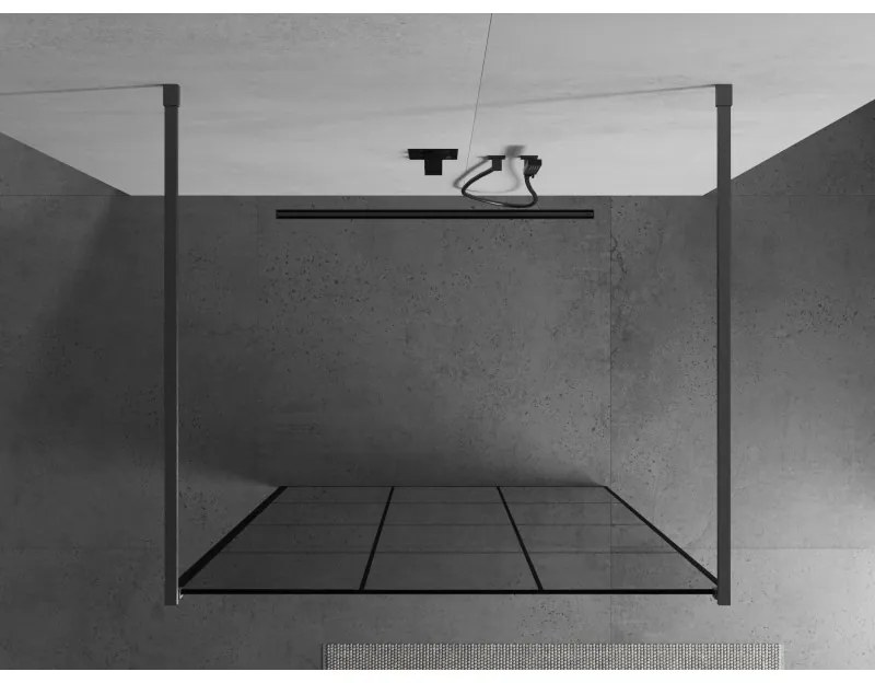 Mexen Kioto, Walk-In zuhany paraván 100 x 200 cm, 8 mm üveg fekete mintás, grafit profil, 800-100-002-66-77